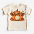 Highland Cow Pumpkin Shirt, Sweatshirt & Bodysuit - Natural Short Sleeve Tee