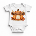 Highland Cow Pumpkin Shirt, Sweatshirt & Bodysuit - White Baby Bodysuit