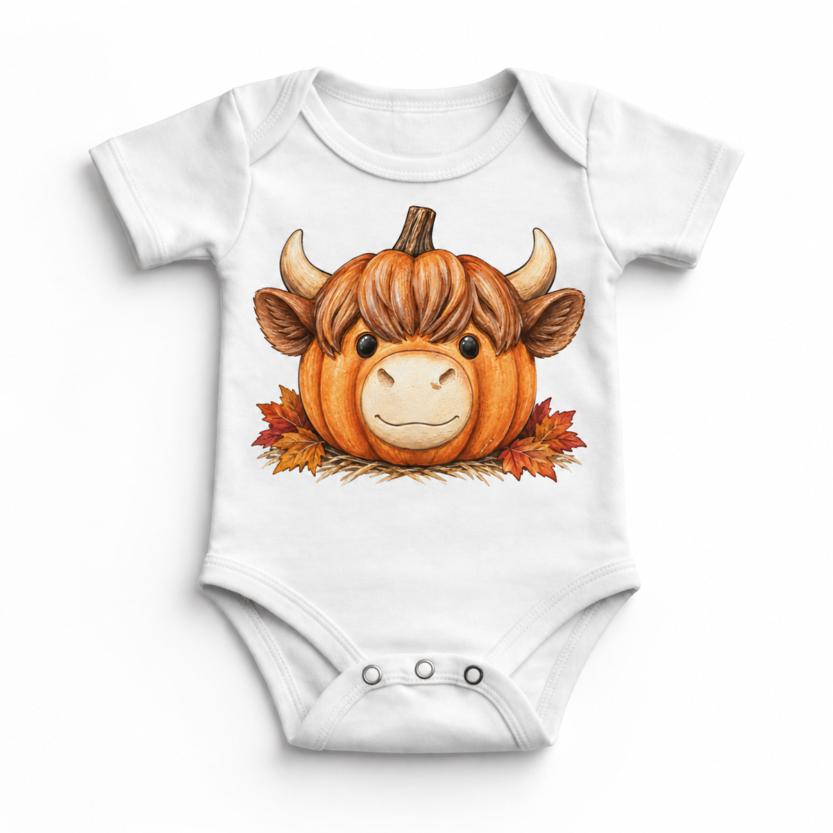 Highland Cow Pumpkin Shirt, Sweatshirt & Bodysuit - White Baby Bodysuit