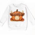 Highland Cow Pumpkin Shirt, Sweatshirt & Bodysuit - White Sweatshirt