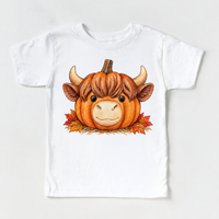 Highland Cow Pumpkin Shirt, Sweatshirt & Bodysuit - White Short Sleeve Tee