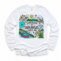 Somebody in Arkansas Loves Me design on a white long sleeve tee