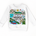 Somebody in Arkansas Loves Me design on a white sweatshirt