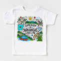 Somebody in Arkansas Loves Me design on a white tee