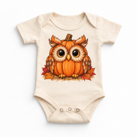 Pumpkin Owl Shirt, Sweatshirt & Bodysuit - Natural Baby Bodysuit