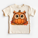 Pumpkin Owl Shirt, Sweatshirt & Bodysuit - Natural Short Sleeve Tee