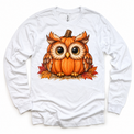 Pumpkin Owl Shirt, Sweatshirt & Bodysuit - White Long Sleeve Tee
