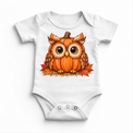 Pumpkin Owl Shirt, Sweatshirt & Bodysuit - White Baby Bodysuit