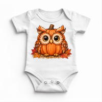 Pumpkin Owl Shirt, Sweatshirt & Bodysuit - White Baby Bodysuit