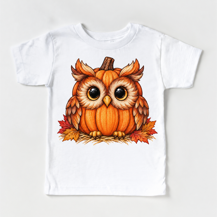 Pumpkin Owl Shirt, Sweatshirt & Bodysuit - White Short Sleeve Tee