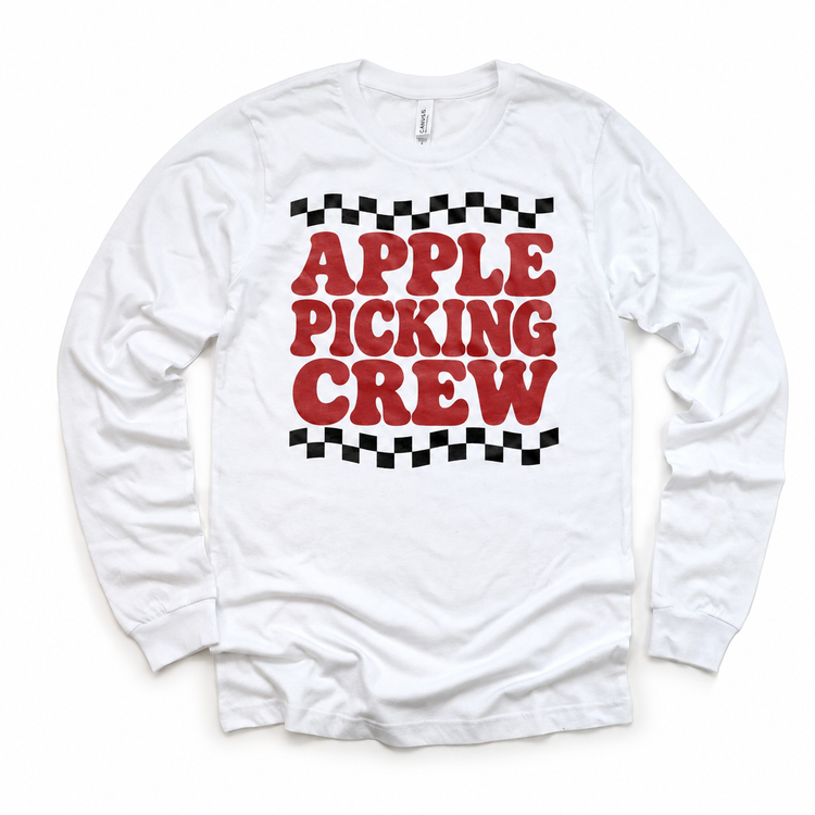 Apple Picking Crew Shirt, Sweatshirt & Bodysuit - White Long Sleeve Tee