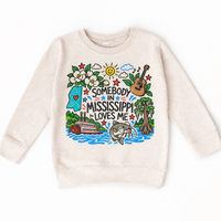 Somebody in Mississippi Loves Me design on a natural sweatshirt