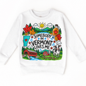 Somebody in Vermont Loves Me design on a white sweatshirt