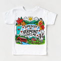 Somebody in Vermont Loves Me design on a white tee