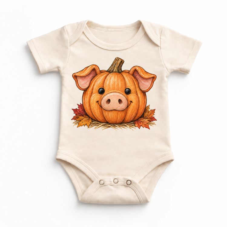 Pumpkin Pig Shirt, Sweatshirt & Bodysuit - Natural Baby Bodysuit