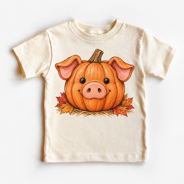 Pumpkin Pig Shirt, Sweatshirt & Bodysuit - Natural Short Sleeve Tee