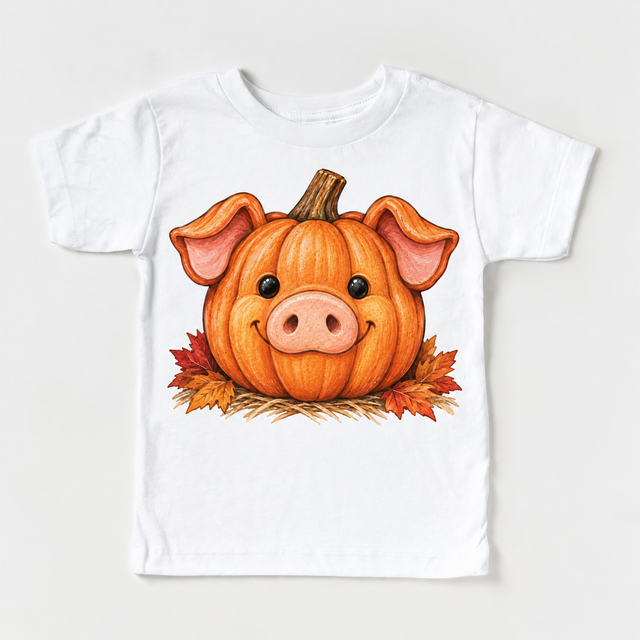 Pumpkin Pig Shirt, Sweatshirt & Bodysuit - White Short Sleeve Tee