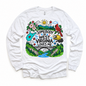 Somebody in West Virginia Loves Me design on a white long sleeve tee