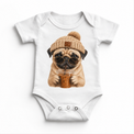 Pug iced coffee design on White Baby Bodysuit