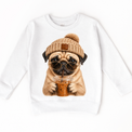 Pug iced coffee design on White Sweatshirt