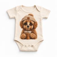 Doodle iced coffee design on Natural Baby Bodysuit