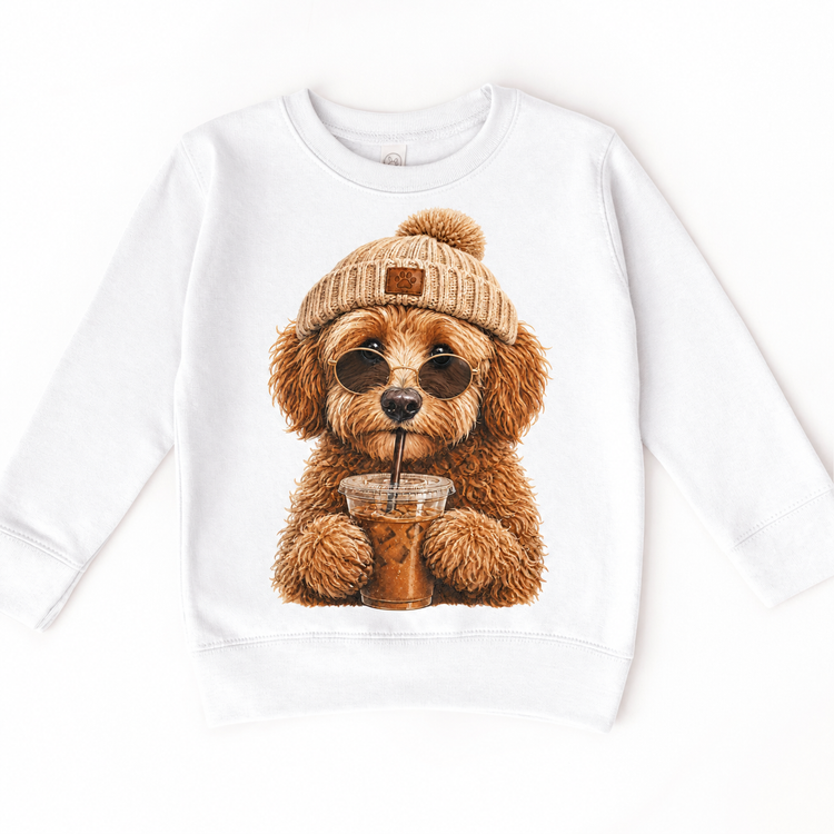 Doodle iced coffee design on White Sweatshirt