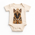 German Shepherd iced coffee design on Natural Baby Bodysuit