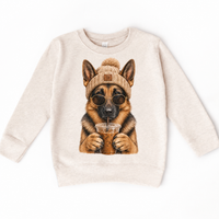 German Shepherd iced coffee design on Natural Heather Sweatshirt
