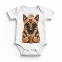 German Shepherd iced coffee design on White Baby Bodysuit