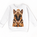 German Shepherd iced coffee design on White Sweatshirt