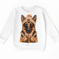 German Shepherd iced coffee design on White Sweatshirt
