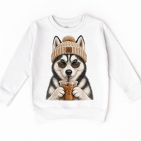 Husky iced coffee design on White Sweatshirt