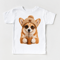 Corgi iced coffee design on White Short Sleeve Tee