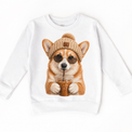 Corgi iced coffee design on White Sweatshirt