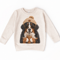 Bernese Mountain Dog iced coffee design on Natural Heather Sweatshirt