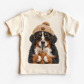 Bernese Mountain Dog iced coffee design on Natural Short Sleeve Tee