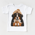Bernese Mountain Dog iced coffee design on White Short Sleeve Tee