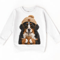 Bernese Mountain Dog iced coffee design on White Sweatshirt