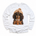 Long Haired Dachshund iced coffee design on White Long Sleeve Tee