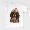 Long Haired Dachshund iced coffee design on White Short Sleeve Tee