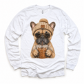 French Bulldog iced coffee design on White Long Sleeve Tee
