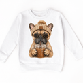 French Bulldog iced coffee design on White Sweatshirt
