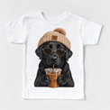 Black Labrador iced coffee design on White Short Sleeve Tee