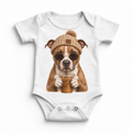 Pit Bull iced coffee design on White Baby Bodysuit
