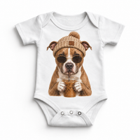 Pit Bull iced coffee design on White Baby Bodysuit