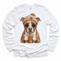 Pit Bull iced coffee design on White Long Sleeve Tee