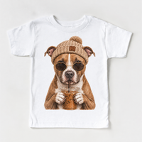 Pit Bull iced coffee design on White Short Sleeve Tee