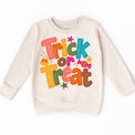 Trick or Treat colorful Halloween design on a natural sweatshirt