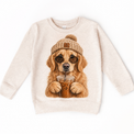 Golden Retriever iced coffee design on Natural Heather Sweatshirt