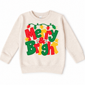 Merry and Bright Christmas design on a natural sweatshirt